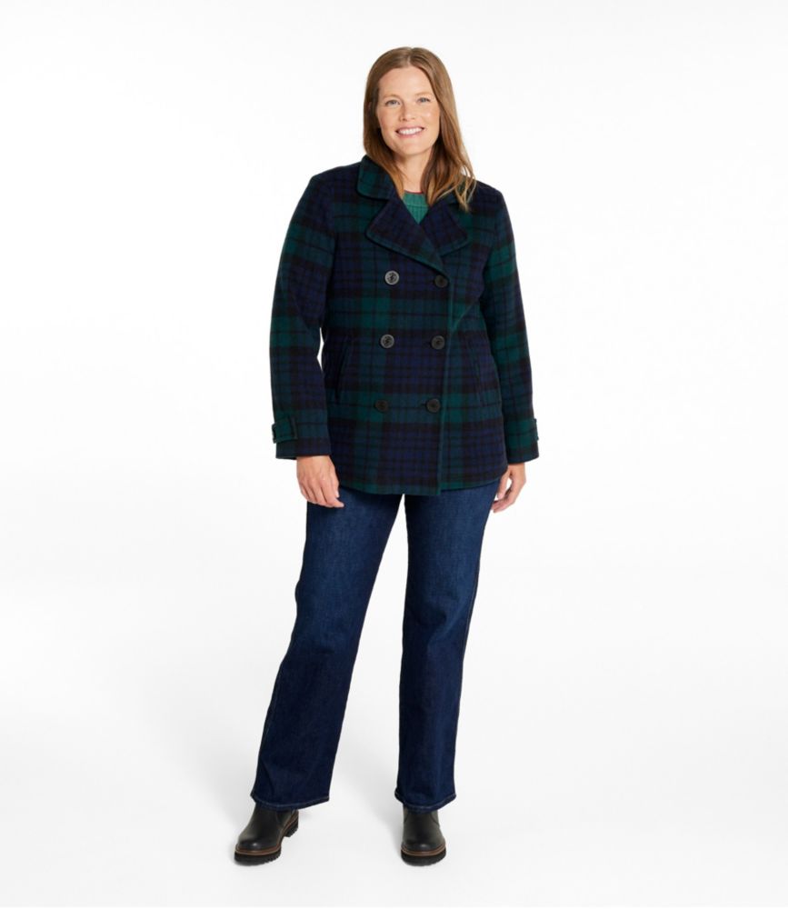 Women's Classic Lambswool Peacoat, Pattern, Royal Red Plaid, small image number 4