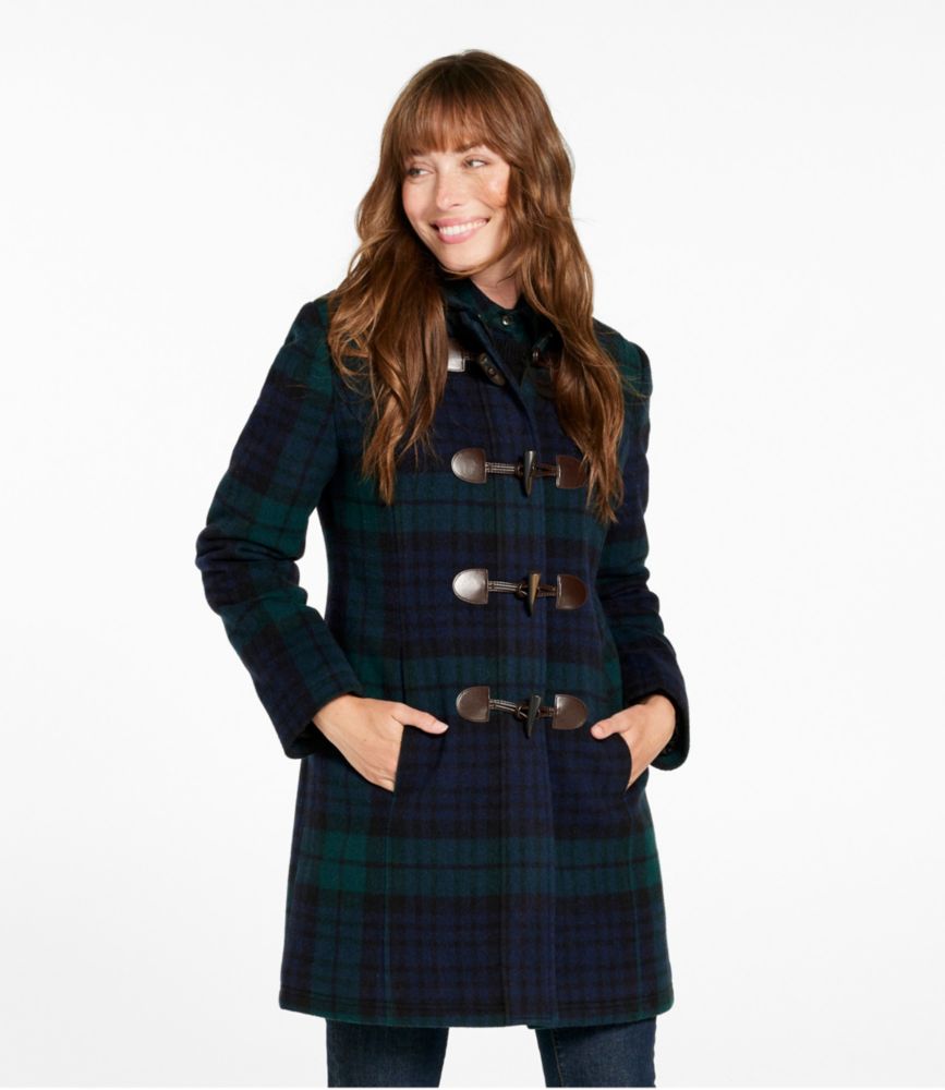 Women's Classic Lambswool Duffel Coat, Pattern, Royal Red Plaid, small image number 2