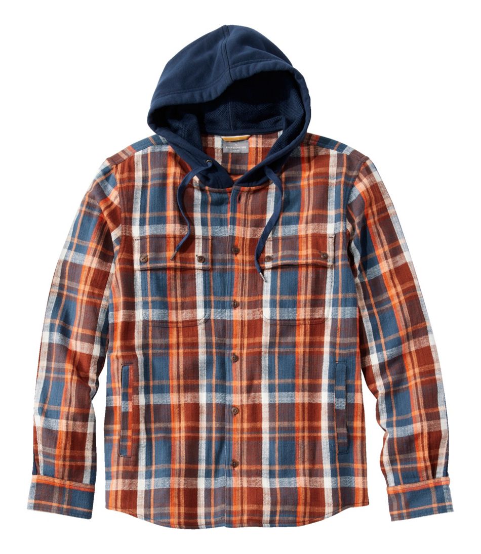 Houndstooth Flannel Hooded Shirt-