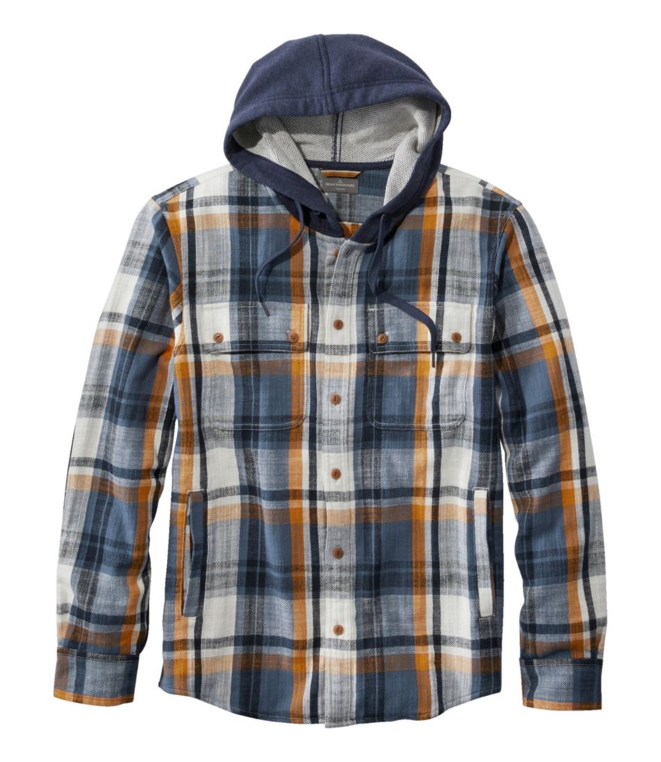 Men's Signature Heritage Textured Flannel, Hooded Shirt Jac, Plaid ...