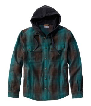 Men's Signature Heritage Textured Flannel, Hooded Shirt Jac, Plaid