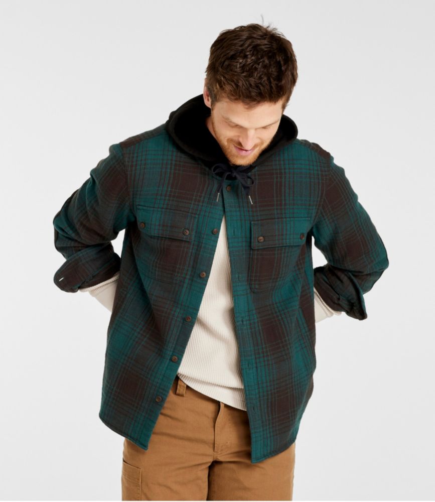 Men's Signature Heritage Textured Flannel, Hooded Shirt Jac, Plaid