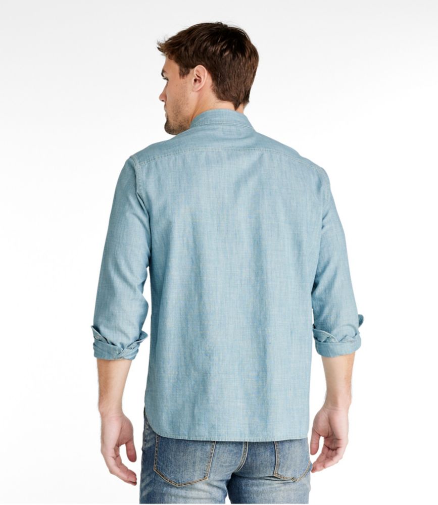 Men's Signature Woven Cotton Shirt, Mariner Blue, small image number 3