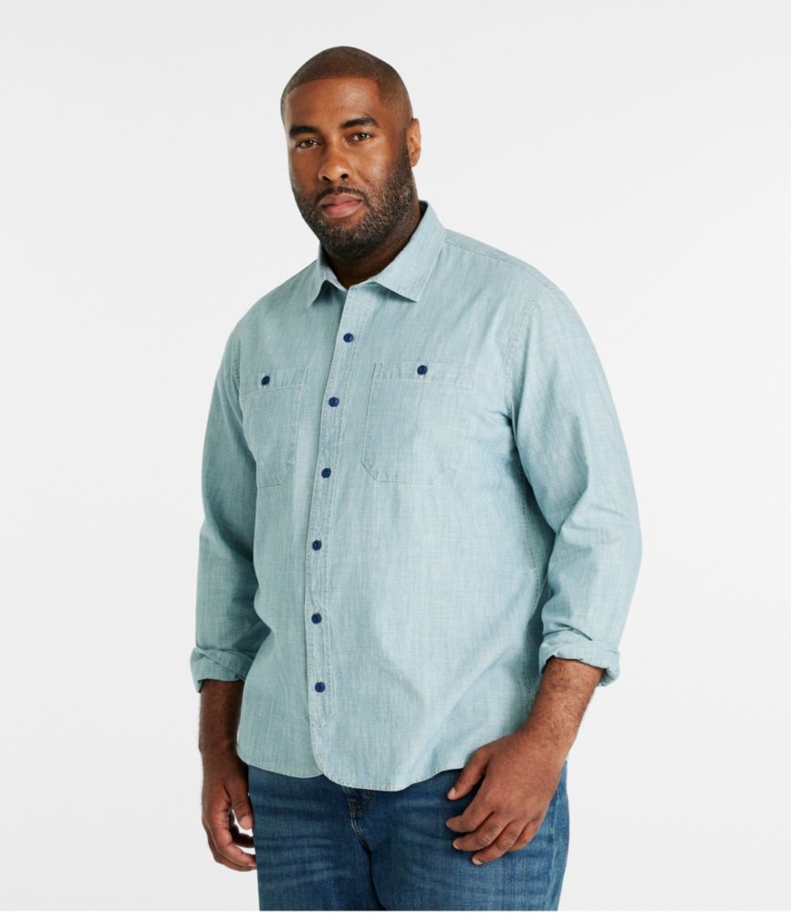 Men's Signature Woven Cotton Shirt, Mariner Blue, small image number 4