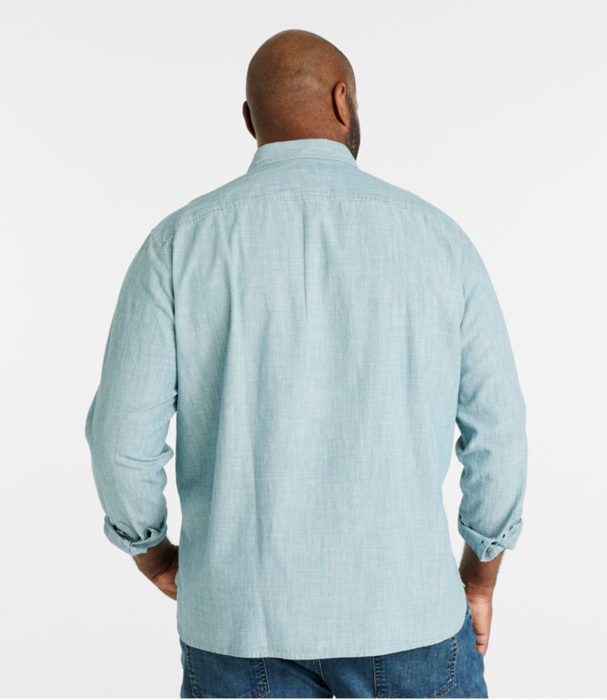 Men's Signature Woven Cotton Shirt, Mariner Blue, small image number 5