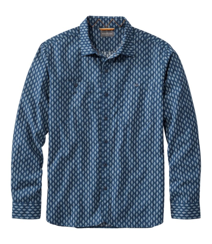 Men's Signature Woven Cotton Shirt, Mariner Blue, small image number 1