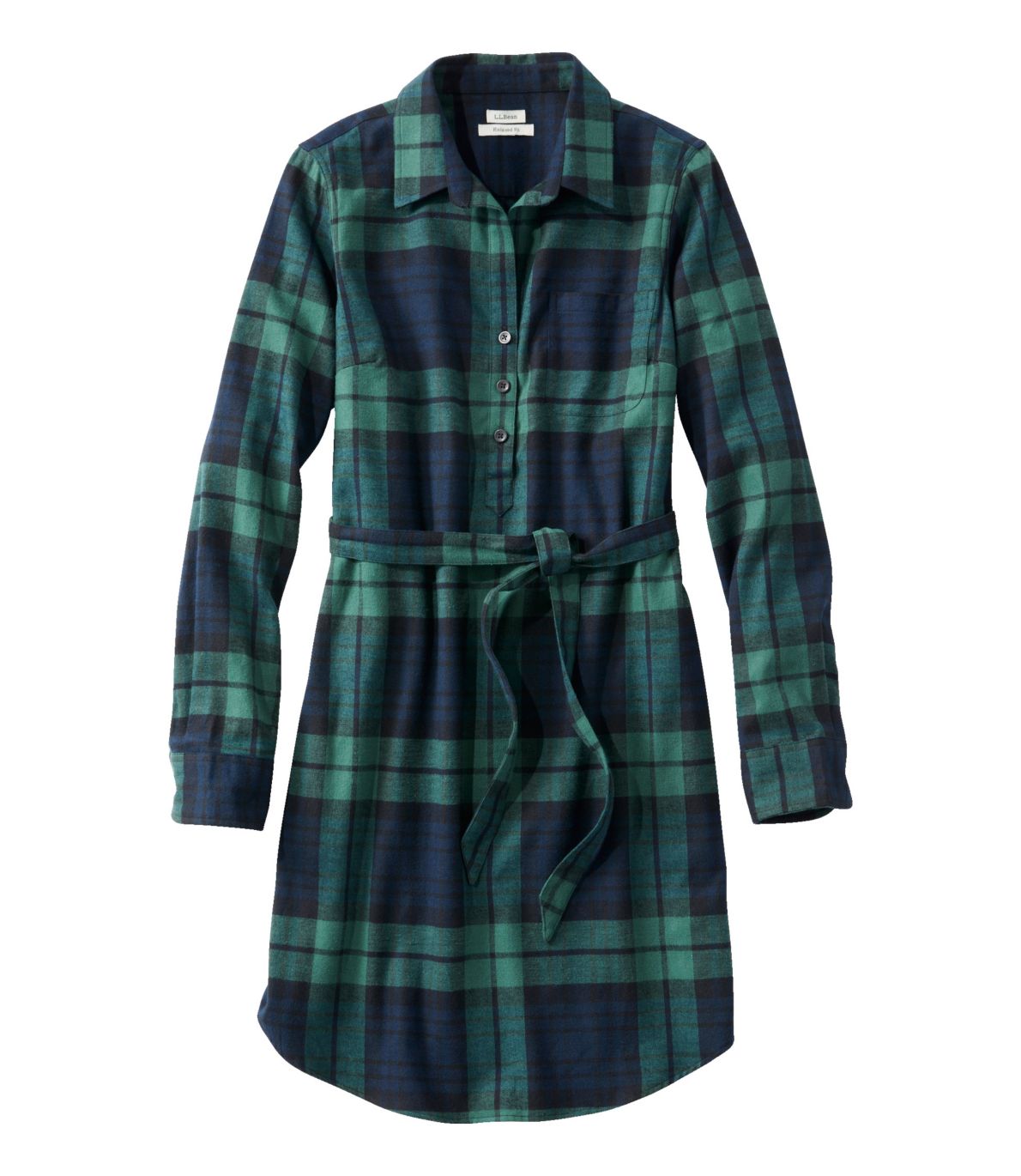 Women's Scotch Plaid Flannel Tunic Dress