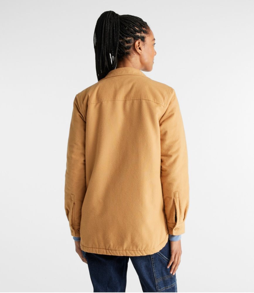 Women's Heritage Chamois Shirt, Sherpa-Lined Shacket, Barley, small image number 3