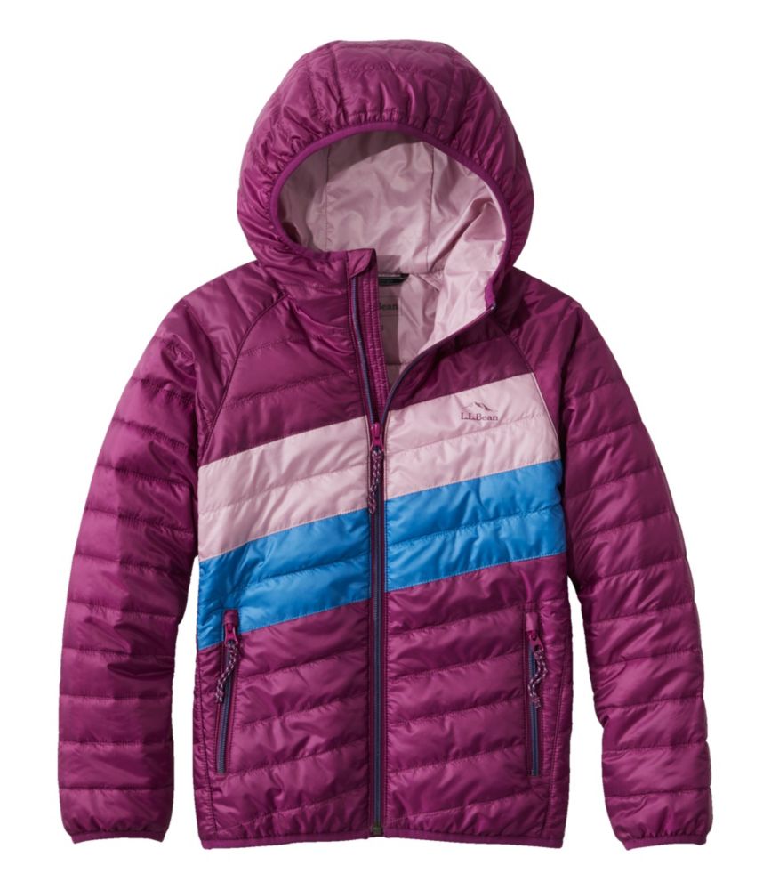 Kids' PrimaLoft Packaway Hooded Jacket, Colorblock, Dark Mulberry/Light Mauve, small image number 1