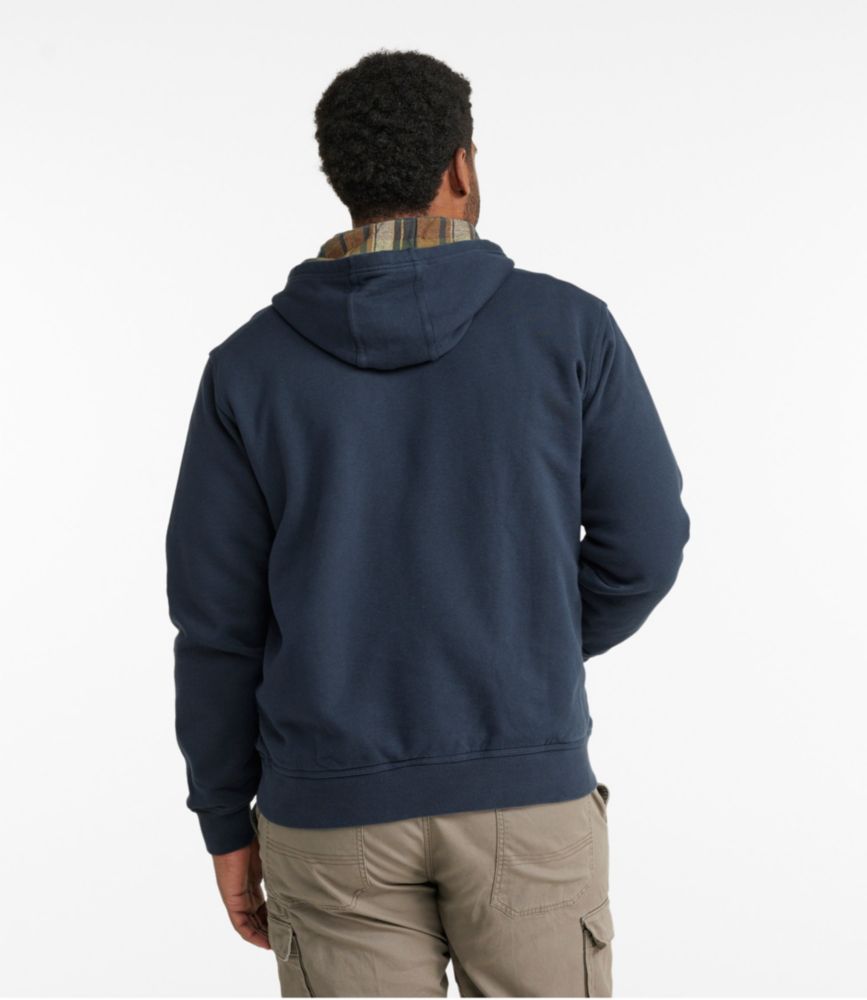 Men's Katahdin Iron Works® Half-Zip Sweatshirt, Hooded, Flannel-Lined, Navy/Saddle, small image number 5