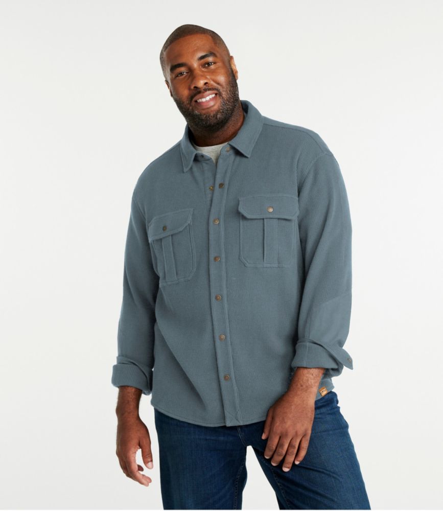 Men's BeanBuilt Waffle Overshirt, Traditional Untucked Fit, Rangeley Blue, small image number 4