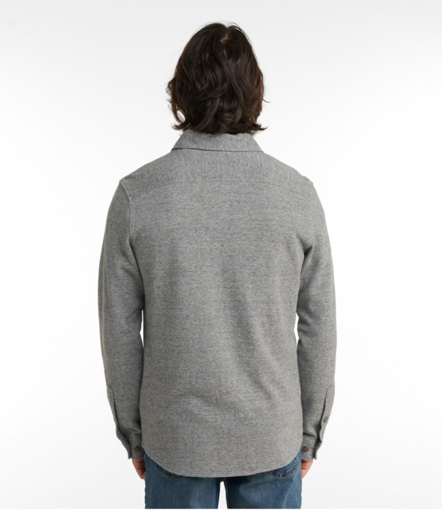 Men's Washed Cotton Double-Knit Chamois Shirt, Long-Sleeve, Atlantic Blue Heather, small image number 3