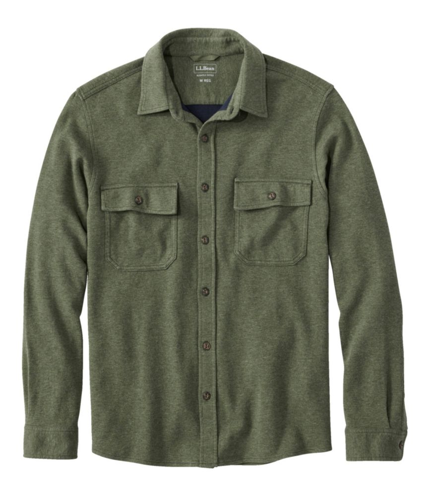 Men's Washed Cotton Double-Knit Chamois Shirt, Long-Sleeve | Casual ...