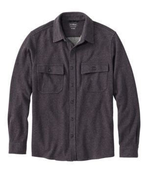 Men's Washed Cotton Double-Knit Chamois Shirt, Long-Sleeve