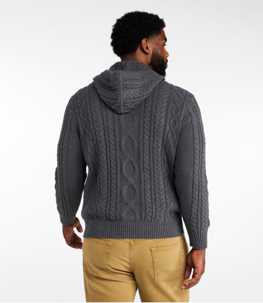 Men's Bean's Heritage Soft Cotton Fisherman Sweater, Henley Hoodie, Gray Pebble, small image number 5