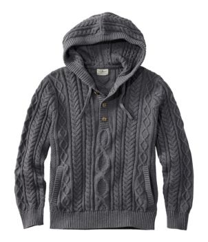 Men's Bean's Heritage Soft Cotton Fisherman Sweater, Henley Hoodie