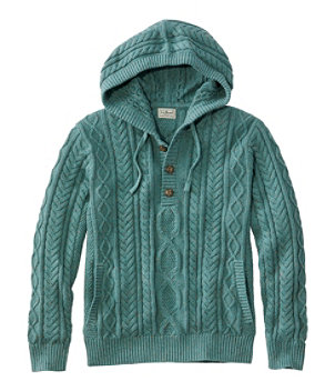 Men's Bean's Heritage Soft Cotton Fisherman Sweater, Henley Hoodie