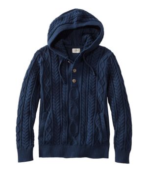 Men's Bean's Heritage Soft Cotton Fisherman Sweater, Henley Hoodie