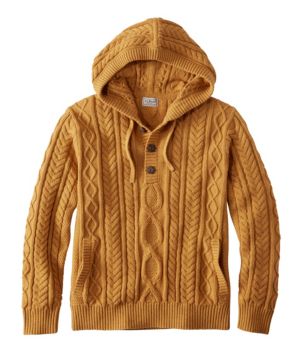 Men's Bean's Heritage Soft Cotton Fisherman Sweater, Henley Hoodie