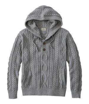 Men's Bean's Heritage Soft Cotton Fisherman Sweater, Henley Hoodie