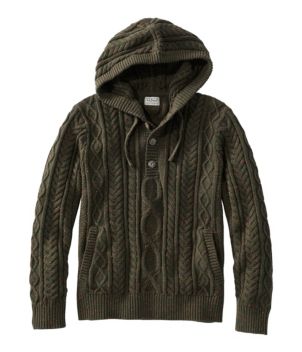 Men's Bean's Heritage Soft Cotton Fisherman Sweater, Henley Hoodie