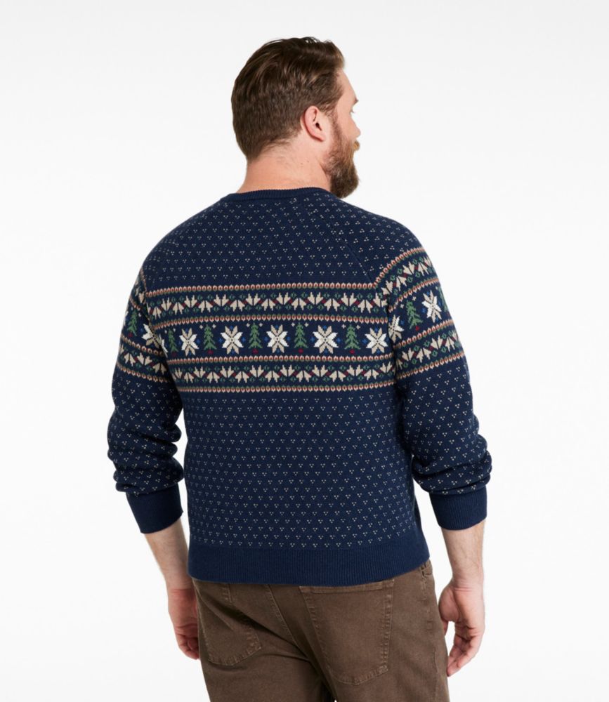 Men's Wicked Soft Cotton/Cashmere Sweater, Crewneck, Pattern, Classic Navy Fair Isle, small image number 5