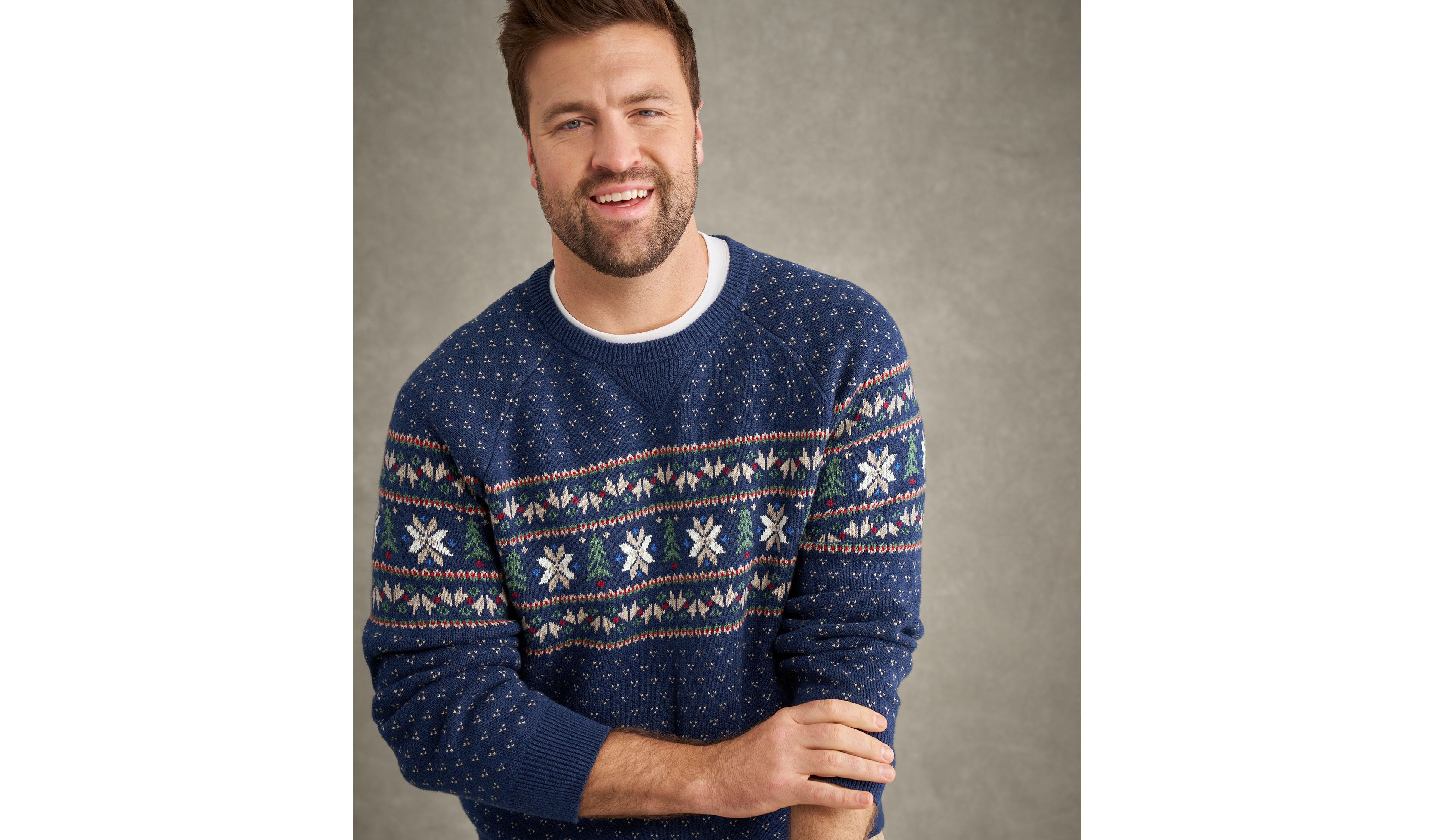 Men's Wicked Soft Cotton/Cashmere Sweater, Crewneck, Pattern
