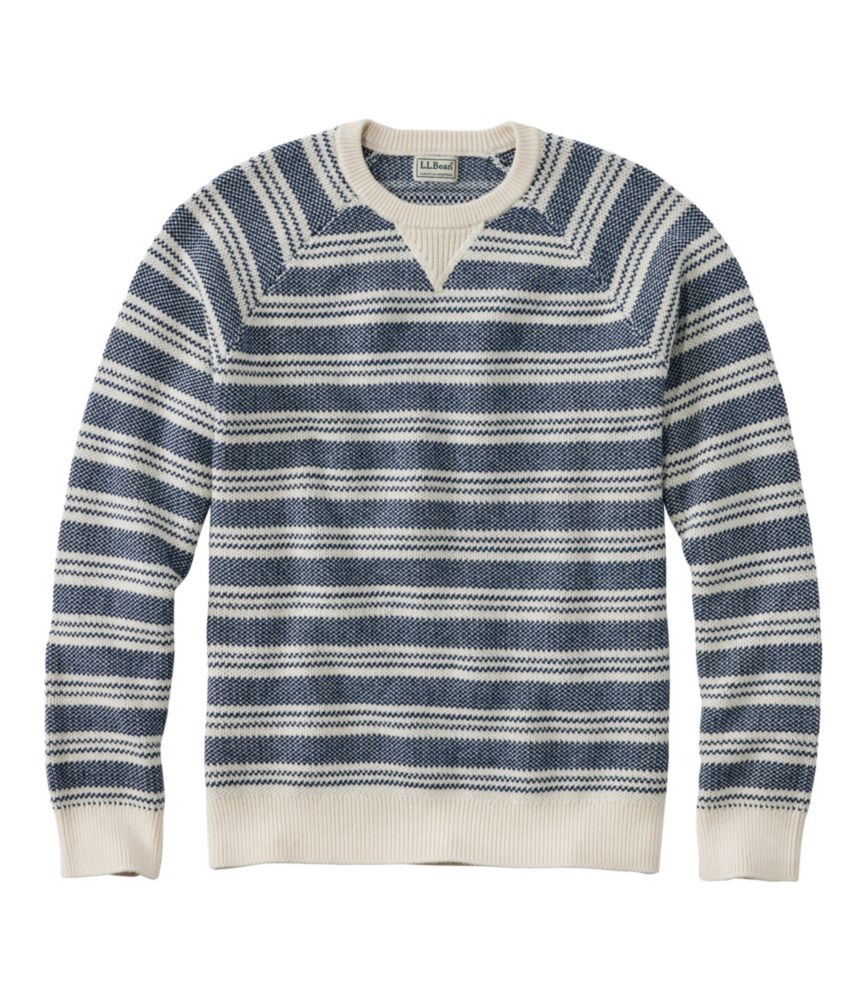 Men's Wicked Soft Cotton/Cashmere Sweater, Crewneck, Pattern, Sailcloth Stripe, small image number 1
