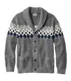 Men's Organic Cotton Cardigan Waffle Sweater, Fair Isle