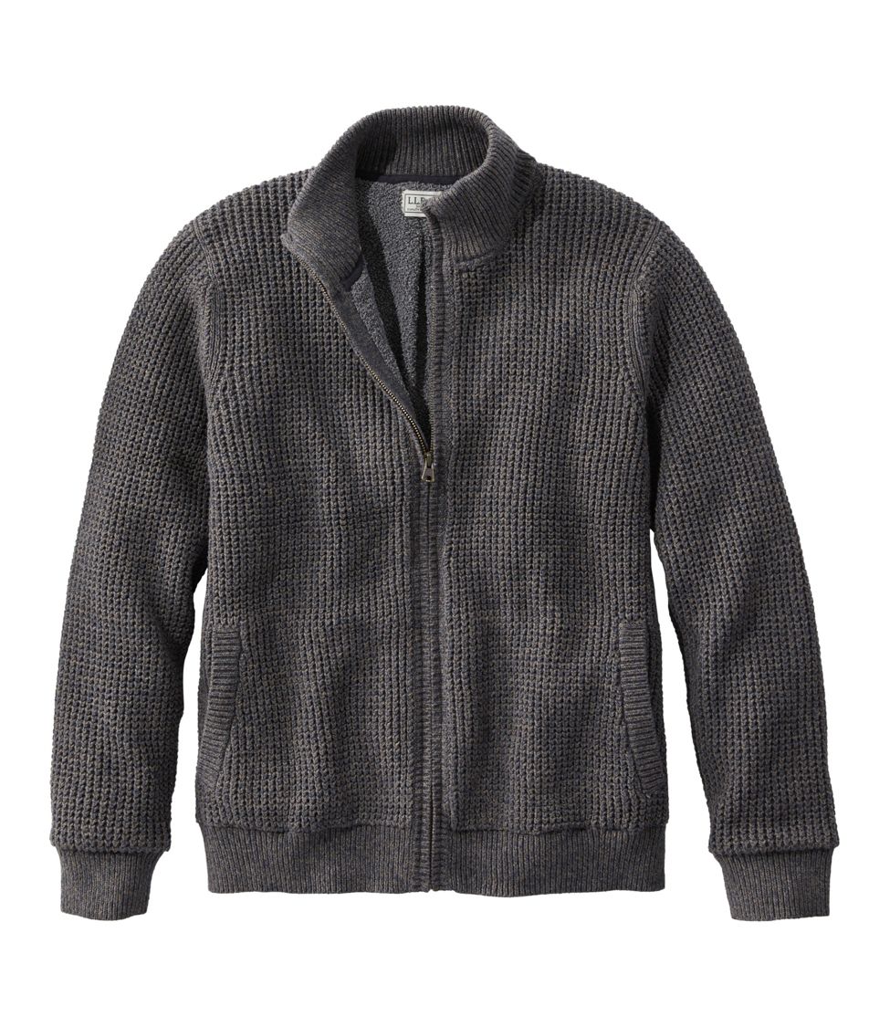 Men's Organic Cotton Waffle Sweater, Cardigan