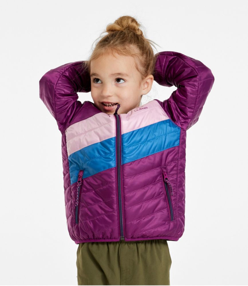 Toddlers' PrimaLoft Hooded Jacket, Colorblock, Dark Mulberry/Light Mauve, small image number 2