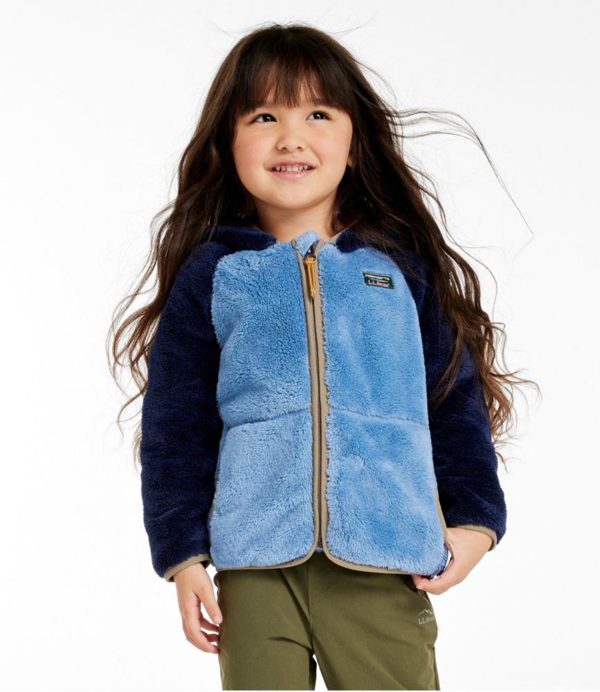 Toddlers' L.L.Bean Hi-Pile Fleece Jacket, Colorblock, Bright Navy/Soft Blue, small image number 2