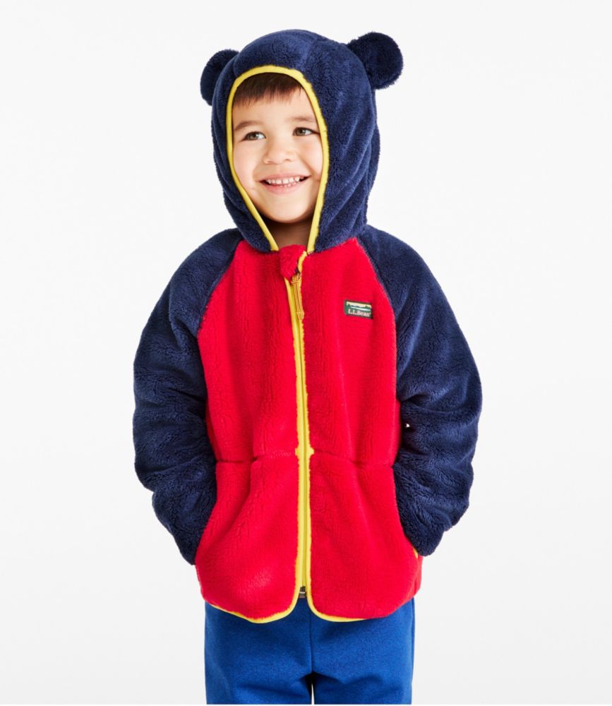 Toddlers' L.L.Bean Hi-Pile Fleece Jacket, Colorblock, Bright Navy/Dark Red, small image number 3