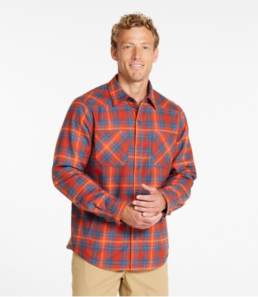 Men's Katahdin Performance Flannel Shirt-Jacket, Hi-Pile Fleece-Lined Plaid, Cadet Blue, small image number 2