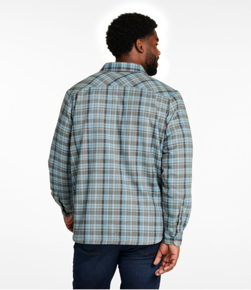 Men's Katahdin Performance Flannel Shirt-Jacket, Hi-Pile Fleece-Lined Plaid, Bayside Blue/Carbon Navy, small image number 5