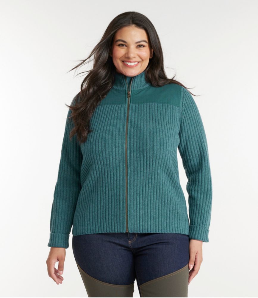Women's Commando Sweater, Full-Zip, Black, small image number 2