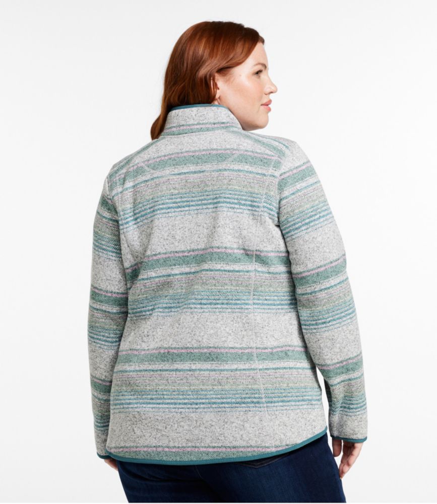 Women's L.L.Bean Sweater Fleece Full-Zip Jacket, Print, Storm Teal Stripe, small image number 3