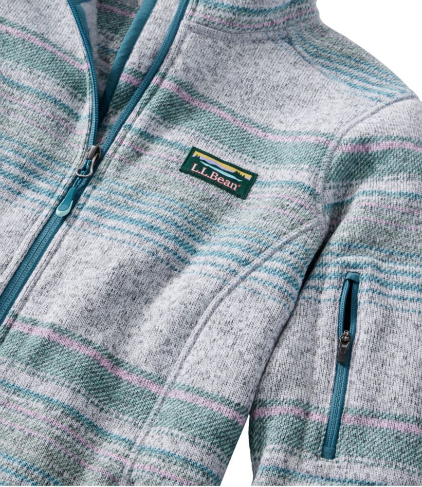 Women's L.L.Bean Sweater Fleece Full-Zip Jacket, Print, Storm Teal Stripe, small image number 4