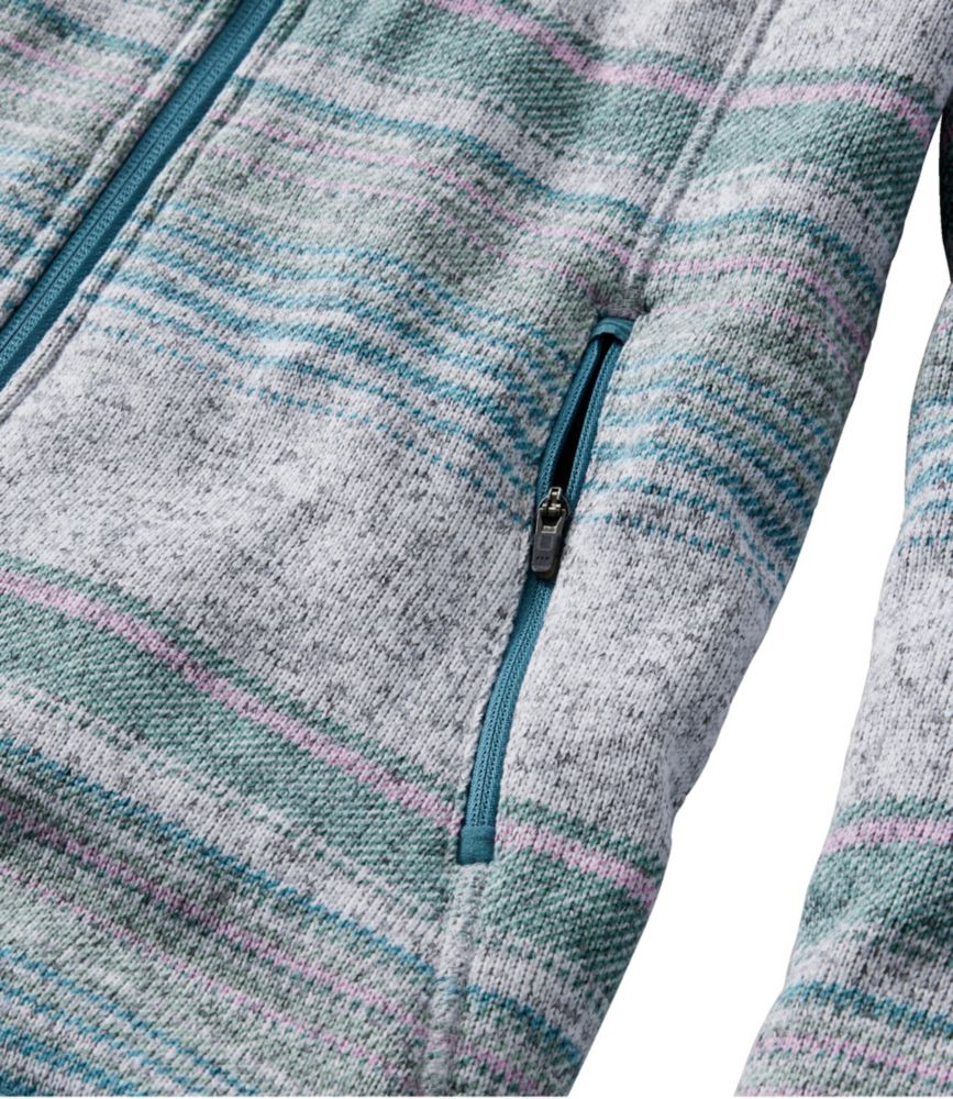 Women's L.L.Bean Sweater Fleece Full-Zip Jacket, Print, Storm Teal Stripe, small image number 5