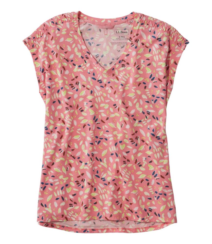 Women's Beyond Soft V-Neck Tee, Short-Sleeve Print, Sunrise Pink Petal Multi, small image number 1