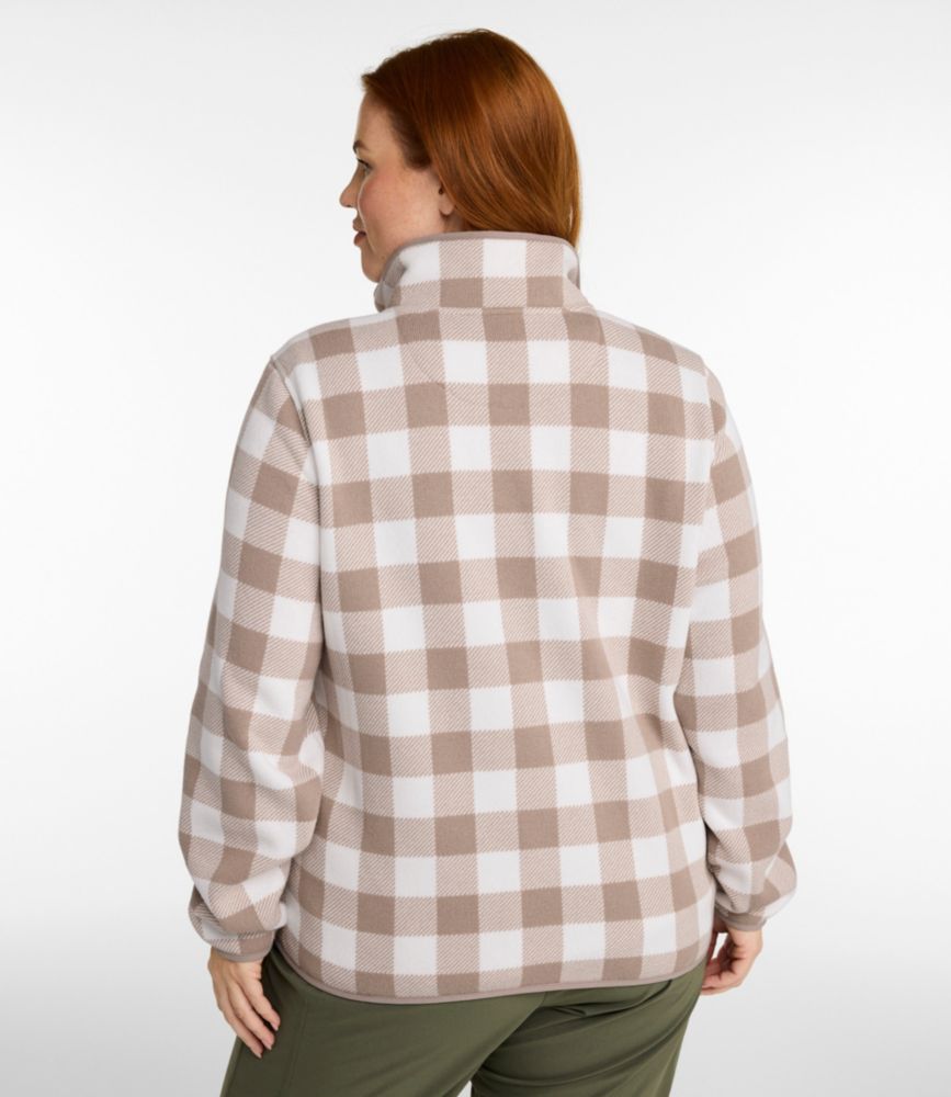 Women's L.L.Bean Sweater Fleece Pullover, Print, Shore Sand Buffalo Check, small image number 3