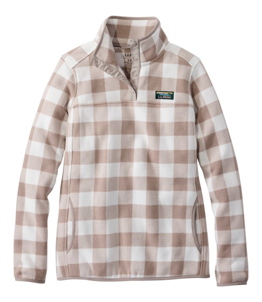 Women's L.L.Bean Sweater Fleece Pullover, Print, Shore Sand Buffalo Check, small image number 1