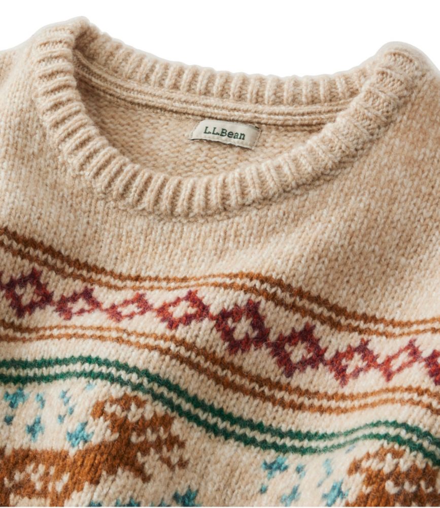 Women's Bean's Classic Ragg Wool Crewneck Intarsia Sweater, Natural Deer Fair Isle, small image number 4
