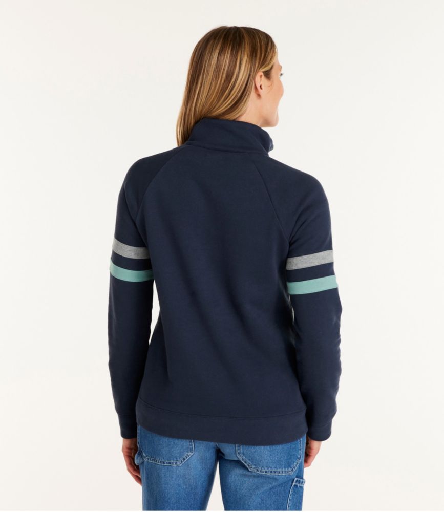 Women's L.L.Bean 1912 Sweatshirt, Quarter-Zip Colorblock, Deep Turquoise/Classic Navy, small image number 3