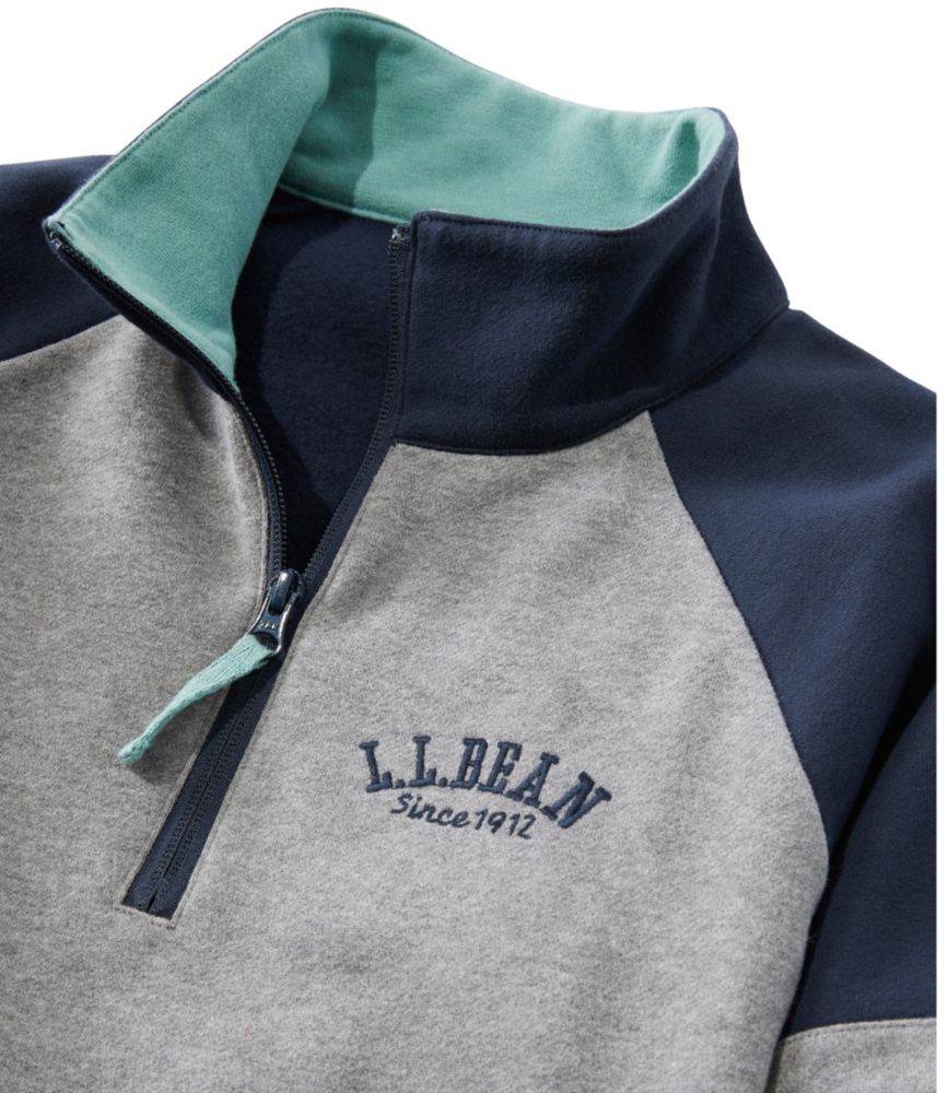 Women's L.L.Bean 1912 Sweatshirt, Quarter-Zip Colorblock, Deep Turquoise/Classic Navy, small image number 4