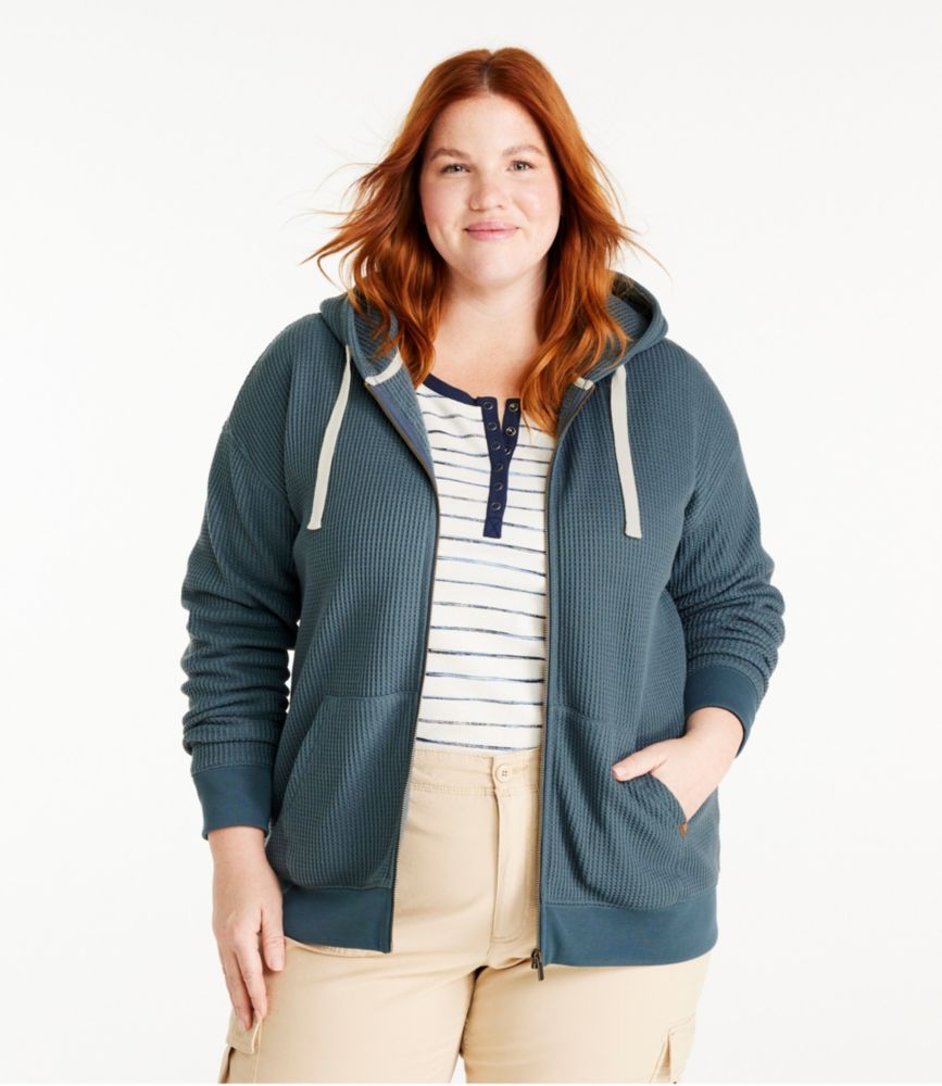 Women's Birchwood Brushed Waffle Full-Zip Hoodie, Rangeley Blue, small image number 2