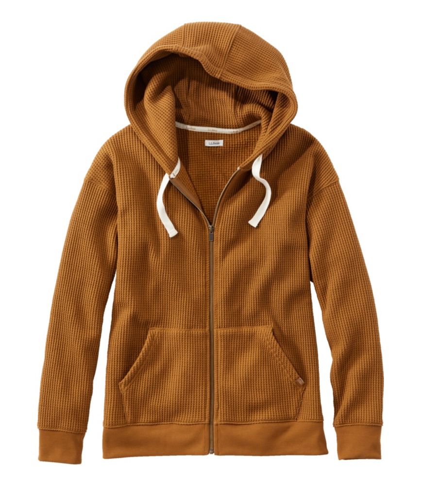 Women's Birchwood Brushed Waffle Full-Zip Hoodie, Saddle, small image number 1