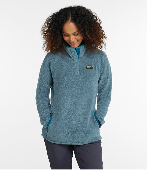 Tumbled Sherpa Fleece Pullover, Warm Teal, large image number 1