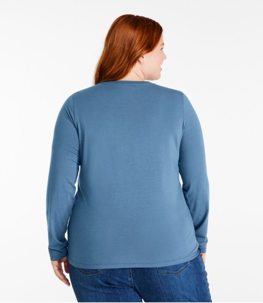 Women's Soft Stretch Supima-Blend Tee, Scoopneck Long-Sleeve