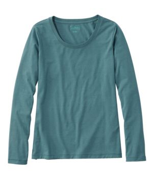 Women's Soft Stretch Supima Tee, Scoopneck Long-Sleeve